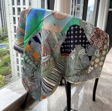 100% Mulberry Silk Twill Bandana Scarf Squre Garden Print Double Face wrap 25'' 