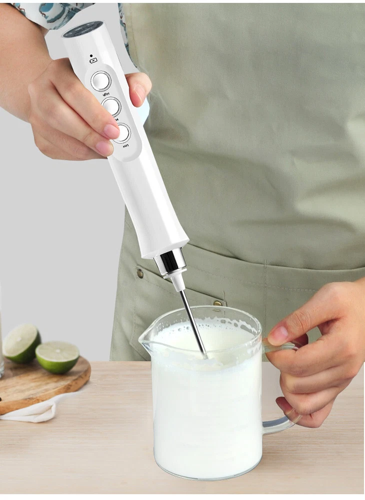 Milk Frother Handheld Double Whisk Foam Coffee Maker USB Rechargeable Electric