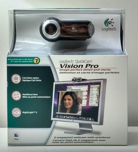 Logitech QuickCam Vision Pro WebCam Carl Zeiss 2 MP Microphone MAC New/Sealed
