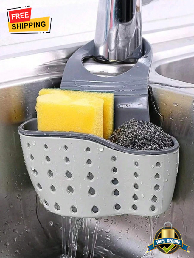 TPR Faucet Rack Two-Tone Sponge Holder for Kitchen Sink – Modern Design