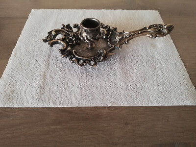 Ancien Rat De Cave En Laiton - Bougeoir à Main Avec éteignoir - Objet De Décoration Vintage Authentique