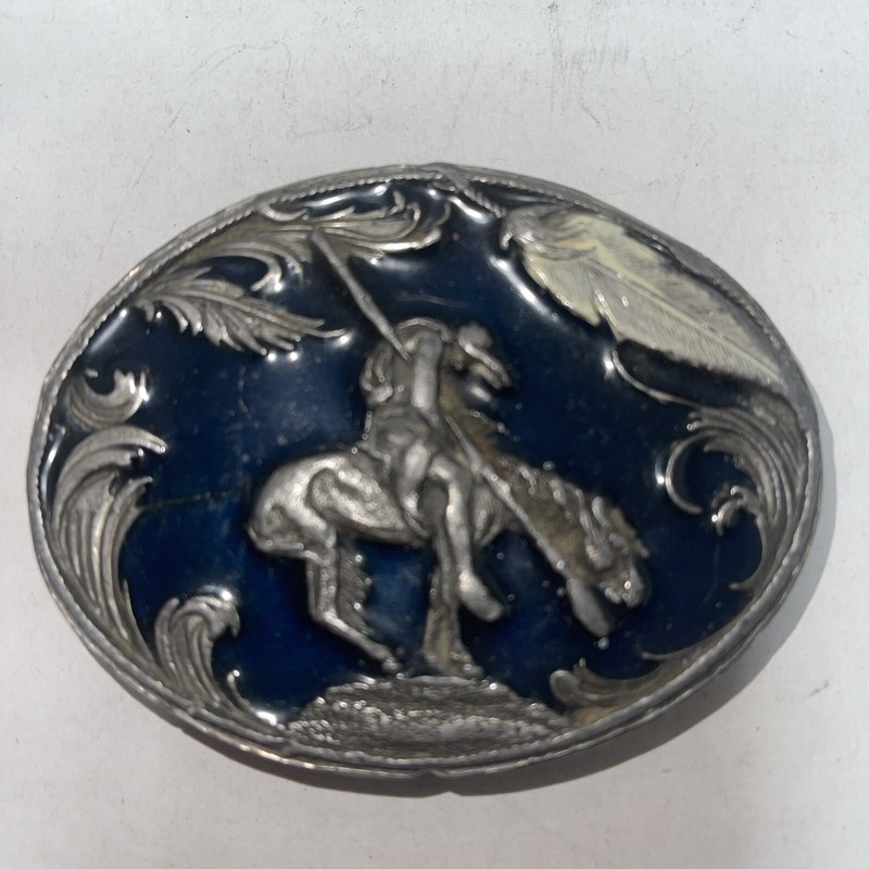 End Of Trail Men’s Belt Buckle By Siskiyou Blue Color Made In USA 1995