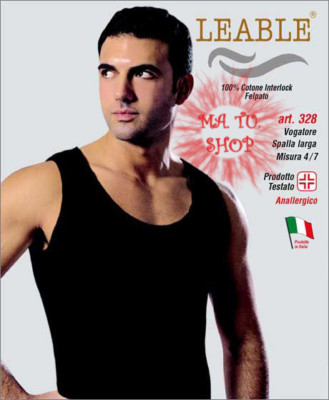 LEABLE 328 Canottiera Vogatore Uomo Spallina Larga Cotone - Main Image