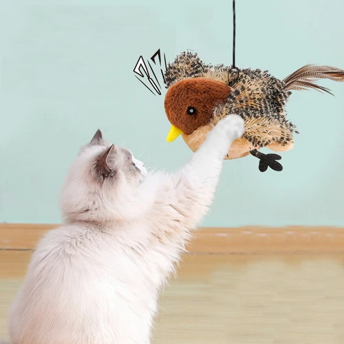 Bird Cat Toy Simulated Chirping Bird Interactive Cat Toy Rechargeable Flapping - Picture 8 of 12