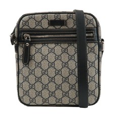 GUCCI GG Supreme Canvas Leather Shoulder Bag Navy Beige Vintage 233268 Pre-owned