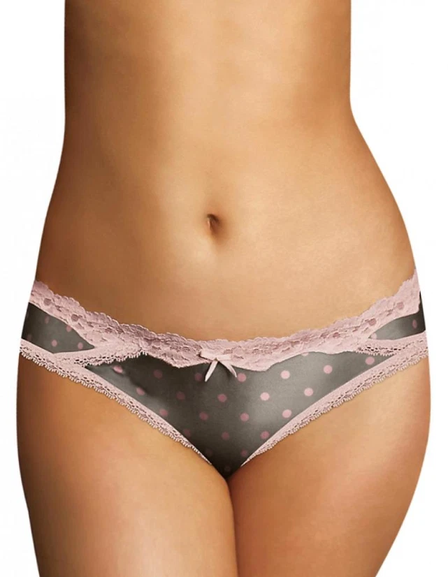 Maidenform женщин микро Cheekini с кружева, серый/розовый горошек, размер S/5, новый с Ярлыками - Изображение 2 из 4