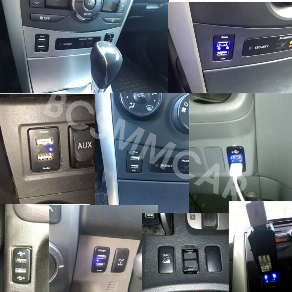 Car Dual USB Charger Audio Port Adapter Fit For Toyota Tacoma 4Runner FJ Cruiser