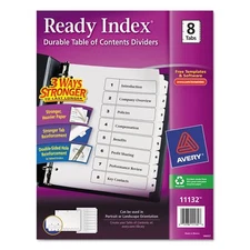 Avery 11132 Index Dividers, Classic, 8-1/2-Inch x11-Inch, 1-8 Tab, 1/ST, BK/WE