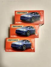 Matchbox 2022 Power Grabs Blue Tesla Model X Lot Of 3 NIB #53 VHTF Hot Casting