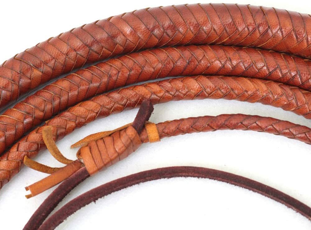 Genuine Cow Leather Bullwhip 4 Feet Long Handmade Black Stock Whips In - Foto 3