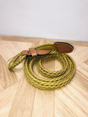 Woven Belt Tan and Green Kid’s Child Accent Adjustable Buckle Size S Dress 33” - Picture 3 of 11