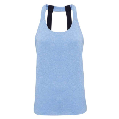 Damen Fitness Yoga Running Top hellblau melange Gr. L, loose fit, TriDry