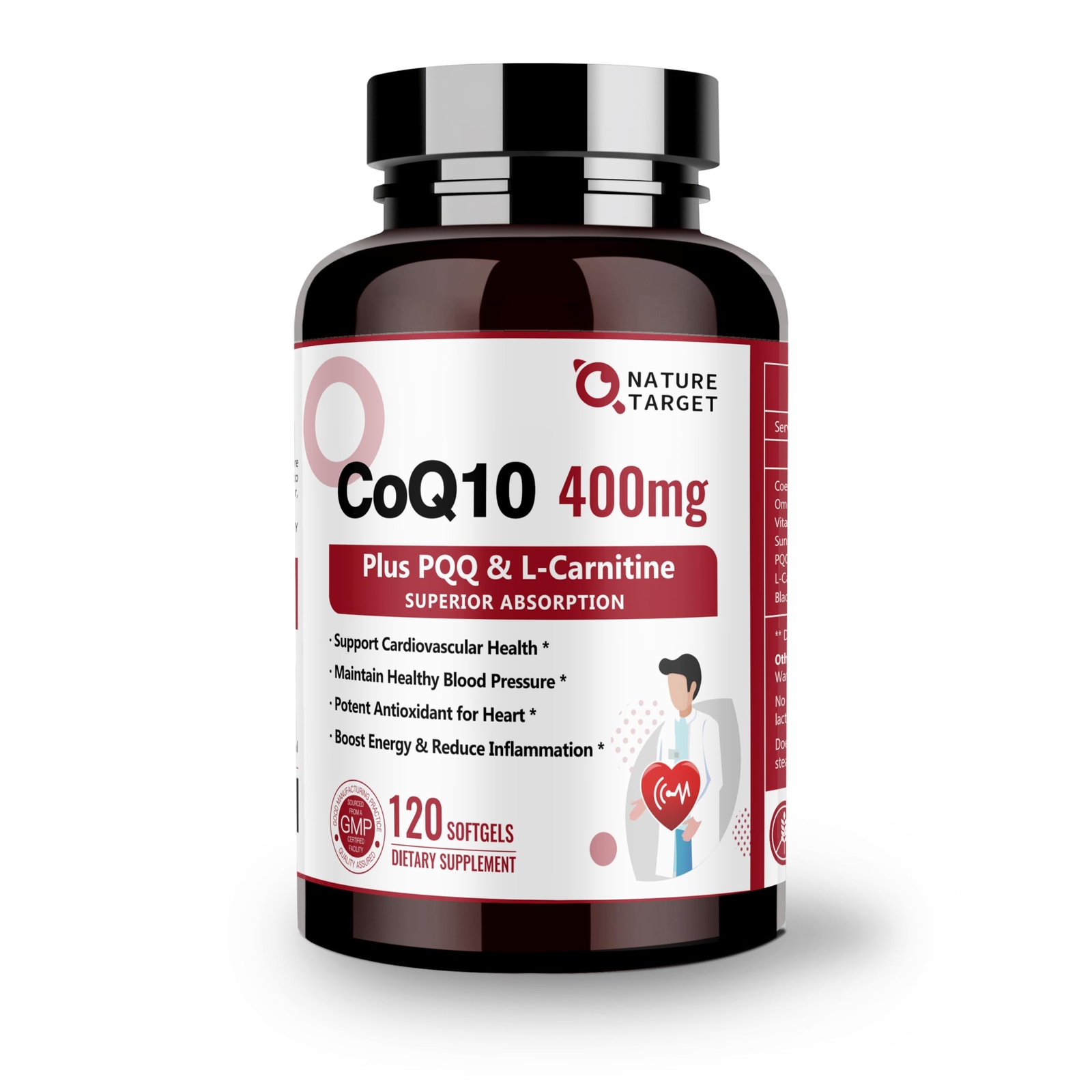 CoQ10-400mg with PQQ, Omega-3s & L-Carnitine, High Absorption Coenzyme-Q10 wi...