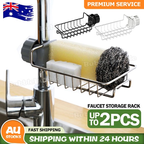 Faucet Rack Stainless Steel Sink Storage Rack Adjustable Soap Drainer ...