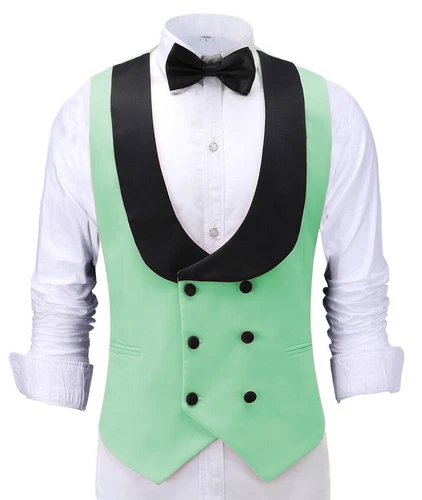Men's Shawl Collar Vest Double Breasted Slim Prom Blazer Tops Waistcoat Waitress - Bild 13 von 42