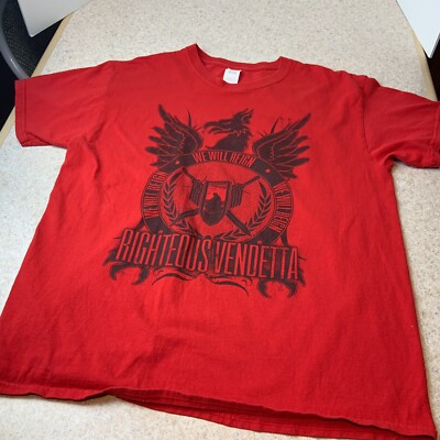 Righteous Vendetta Unisex LG Christian Metal Rock Band Red T Shirt