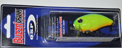 osp osprey buzzn' crank 2'' 3/8oz super shallow crankbait chartreuse blue back