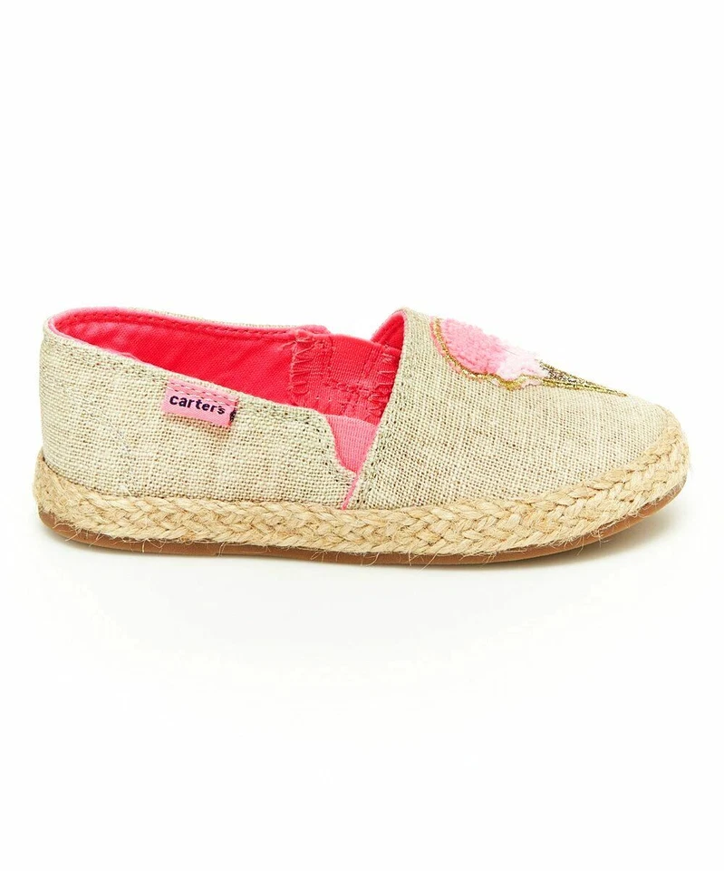 CARTER'S NIÑAS ARI ALPARGATA MOCASÍN PLANO BEIGE BRONCEADO Rosa Helado TALLA 0-11 Nuevo Foto 3 de 4