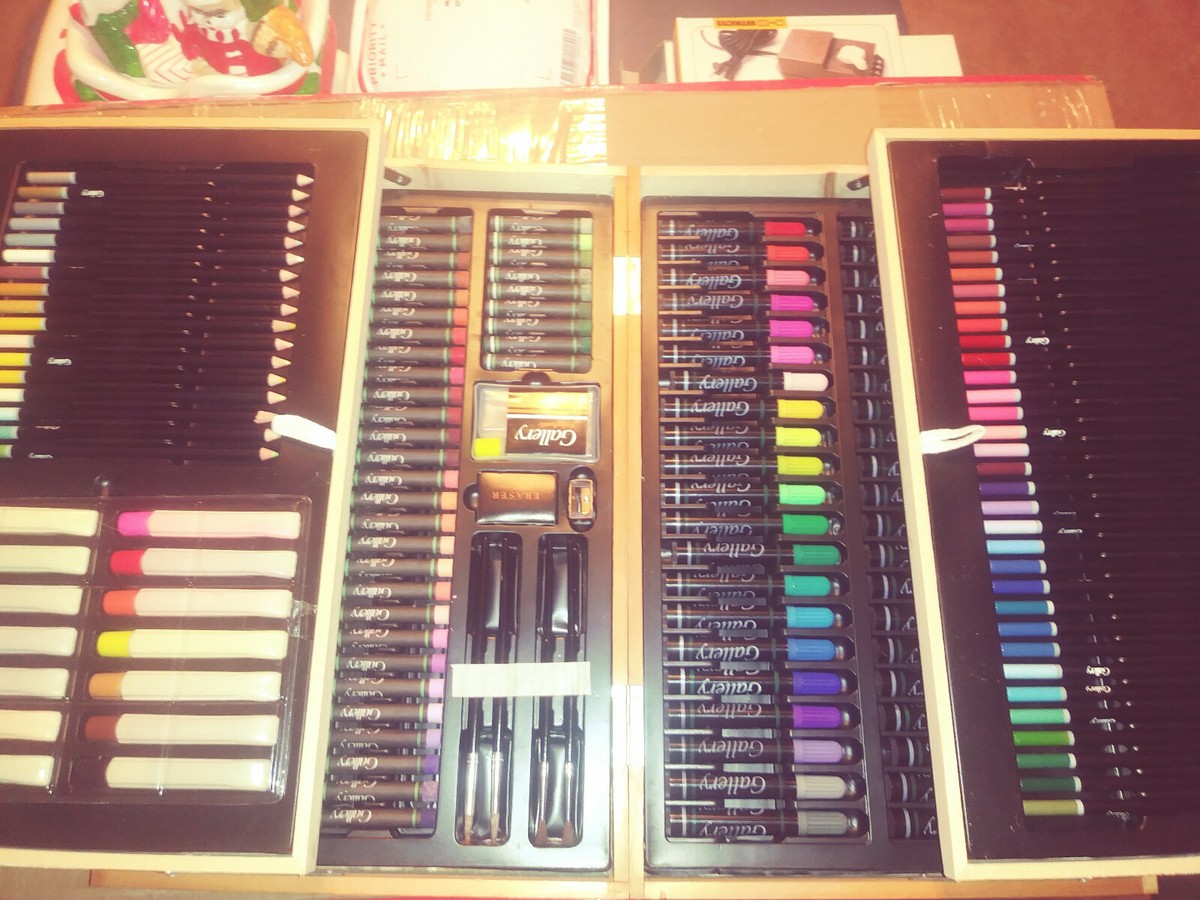 Gallery Art Set 169 pc Solid Wood Box 4 Tier Pencils Paint
