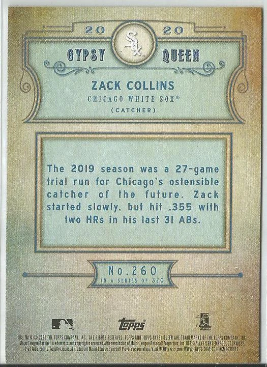 Zack Collins 2020 Topps Gypsy Queen Green Parallel Rookie Card #260 - Image 2 of 2