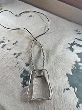 Western Womens Necklace Thirty Two inch Silver Stirrup Cord Pendant Bead