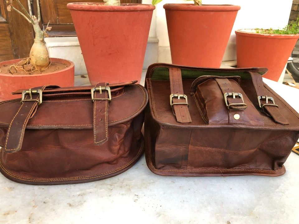 Leather 2 Side Motorcycle Side Saddlebags Saddle Panniers Bag For All Sport Bike - Image 4 of 4