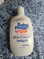 Vintage 1980s Full Unopened Bottle Baby Magic Rich Creamy Oil Body Lotion Mennen