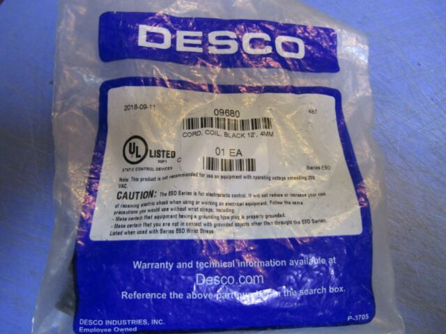 Desco 09680 Cord Coil Black 12/' 4mm for sale online