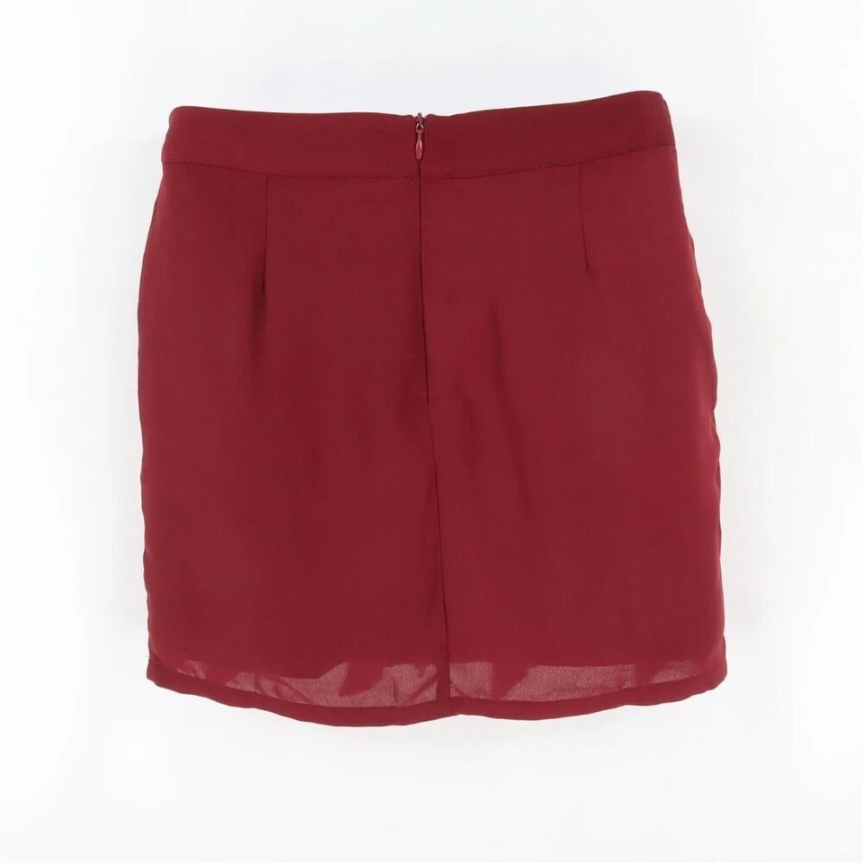 Falda de Encaje Forrada Corta Para Mujer S Granate Bordada Poliéster Doble Cero Marca Foto 2 de 4