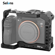 Selens Camera Cage Rig for SONY A7III A7R3 A7M3 Cold Shoe Grip Pearwood Handle