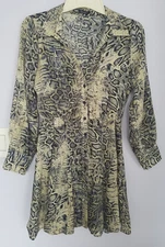 Zara Snakeskin Print Long Sleeve Collar Button Up A-Line Mini Shirt Dress Size S