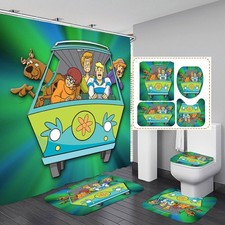 AOLDHYY Scooby Scoob Bathroom 4 Pieces Set Shower Curtain, Lid Cover and Bath...