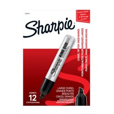 Sharpie King Size Permanent Markers Chisel Black Heavy Duty Industrial 12 Count