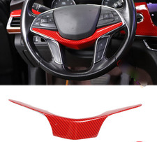 For Cadillac CT6 2016-20 Red Carbon Fiber Inner Steering Wheel Strip Cover Trim