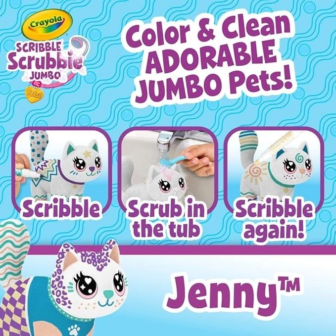 Scribble Scrubbie Jumbo, Grande Posable Animal Juguete Gato para Niñas y Niños, 6 Pulgadas Foto 2 de 4