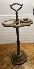 Vtg Antique Art Deco Brass/Cast Iron Smoking Stand Ashtray