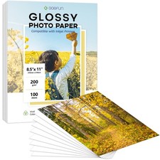 Glossy Photo Paper 8.5x11 100 Sheets 200 GSM/54 LB Inkjet Printer Paper for D...