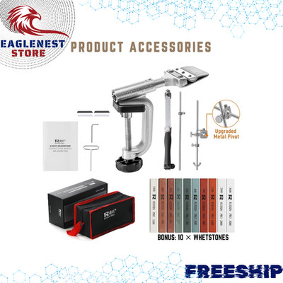 Professional Knife Sharpener Kit with 10 Whetstones, 360° Flip Design