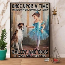 Ballet &amp Dogs There Was A Girl Who Really Loved Ballet And Dogs Satin Post...