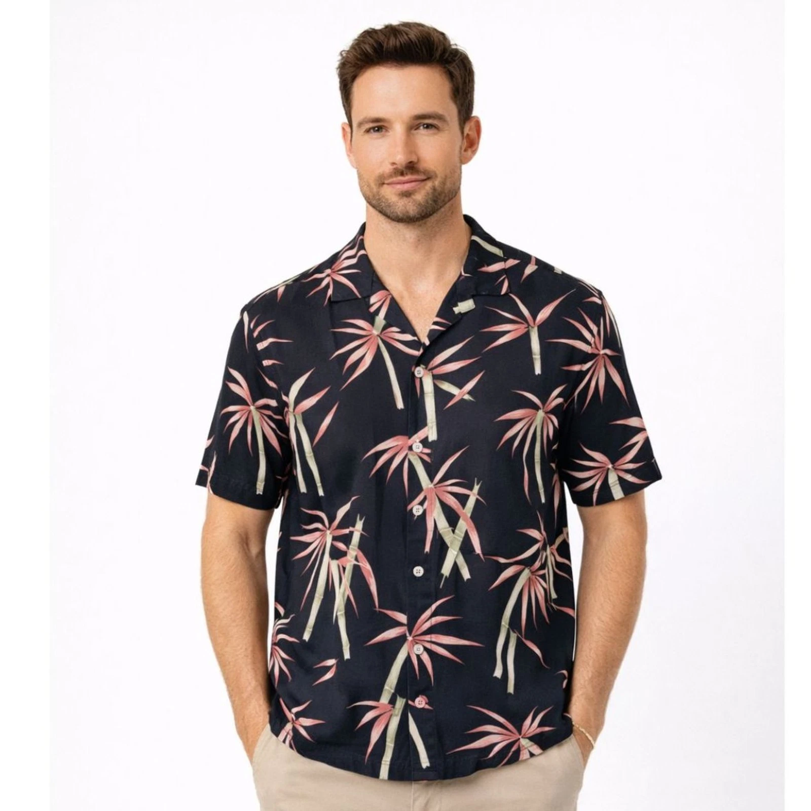 Tommy Bahama Silk Button Down Shirt Men's M Multicolor Tropical Travel Vacation