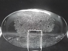 Kosta Boda,große Glas Servierplatte,Serviertablett,Aufschnittplatte,Dekor Bäume