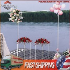 White Wedding Backdrop Stand Set - 1 Balloon Stand 2 Flower Stands Steel