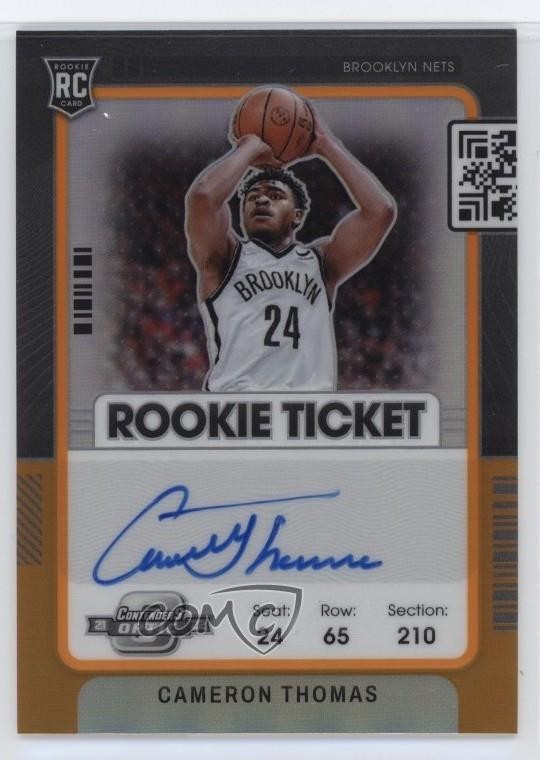 2021 Contenders Optic Orange Prizm 22/25 Cameron Thomas #137 Rookie Auto RC 05lb