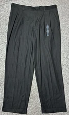 New Mens Perry Ellis Portfolio Pleated Dress Pants 38 x 32 Dark Gray Cuffed NWT