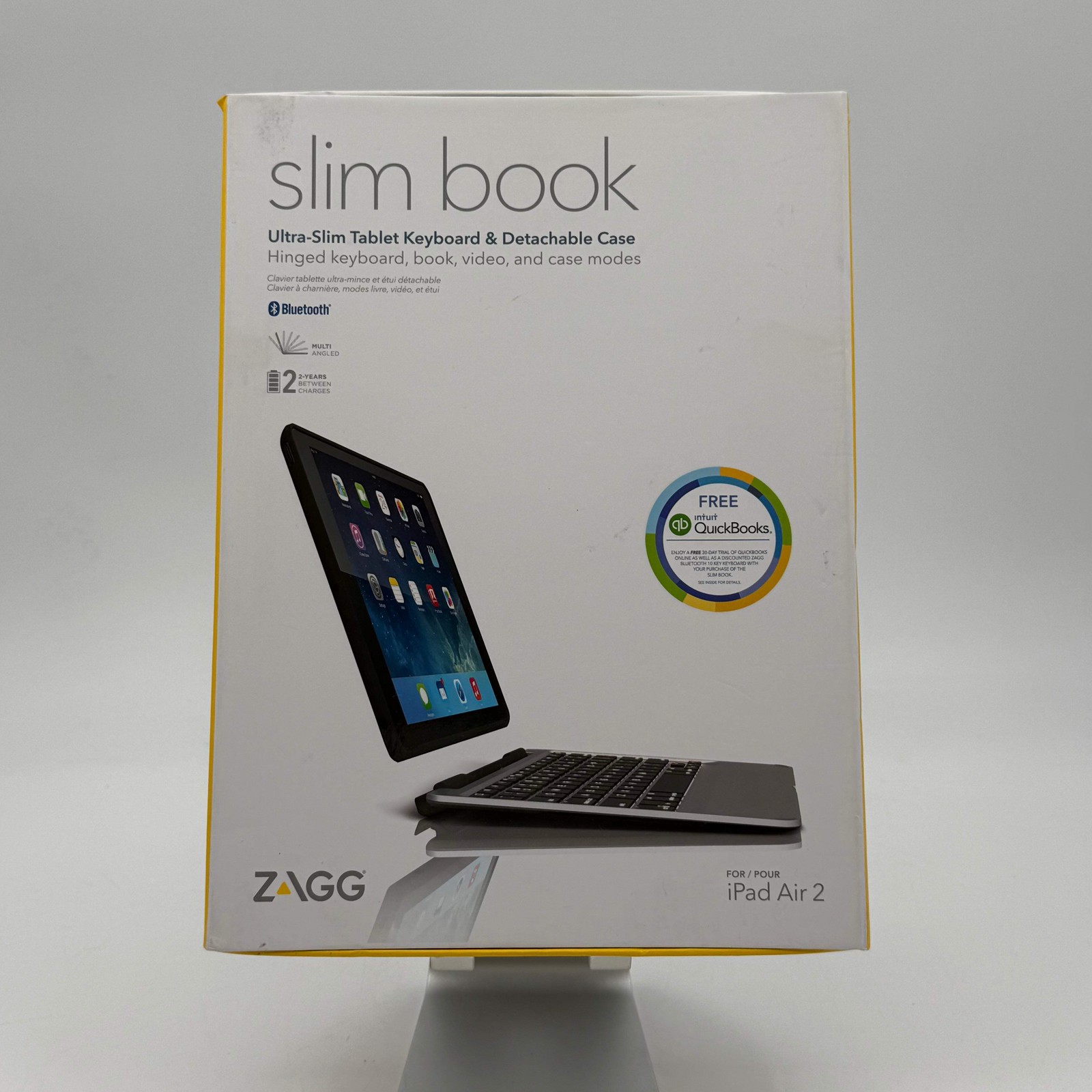 ZAGG Slim Book Folio Case for iPad Air 2 Black Keyboard Folio - New In Box