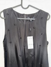Next Embellished Black Evening Dress Size UK 14 Tall Full Lined  RRP 50