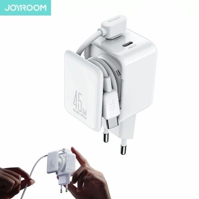 Joyroom 45W GaN-Wandladegerät mit Kabel-Organizer - Weiß