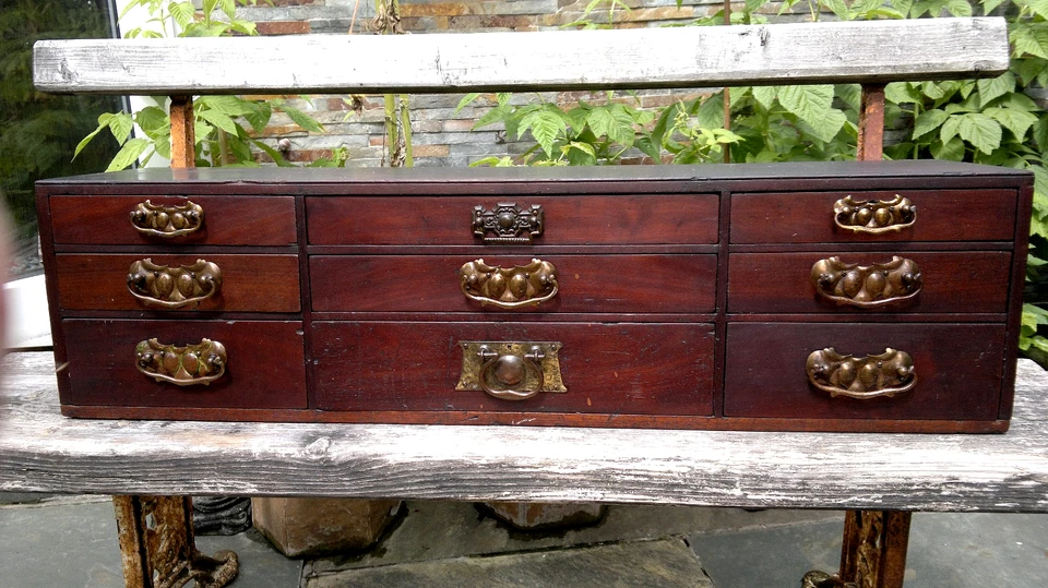 Антикварный аптекарский ~ магазинный комод столешница 87 см/26,5 дюйма в поперечнике - Изображение 2 из 4