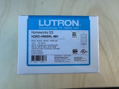Lutron Homeworks QS HQRD-HN6BRL-WH Hybrid 6 Button Keypad - White  - NEW