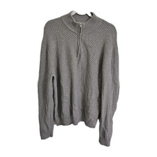 NAADAM Sweater Mens Medium Gray Cotton Silk Cashmere Quarter Zip Textured Knit